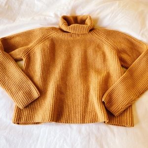Banana Republic Mustard Cropped Turtleneck Sweater